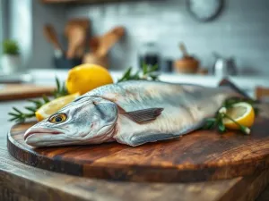 Małe dziecko siedzi przy kuchennym stole i z ciekawością trzyma w dłoni świeżą pieczarkę.